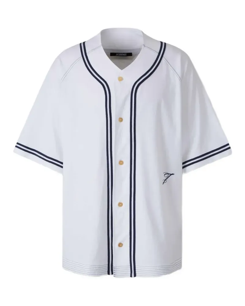 Jacquemus The Baseball striped-trim embroidered-logo shirt - Weiß Weiß