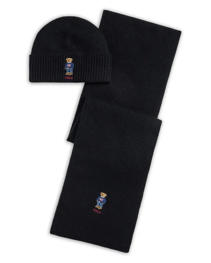 Ralph Lauren Set aus Schal und Beanie mit Logo - Schwarz Schwarz