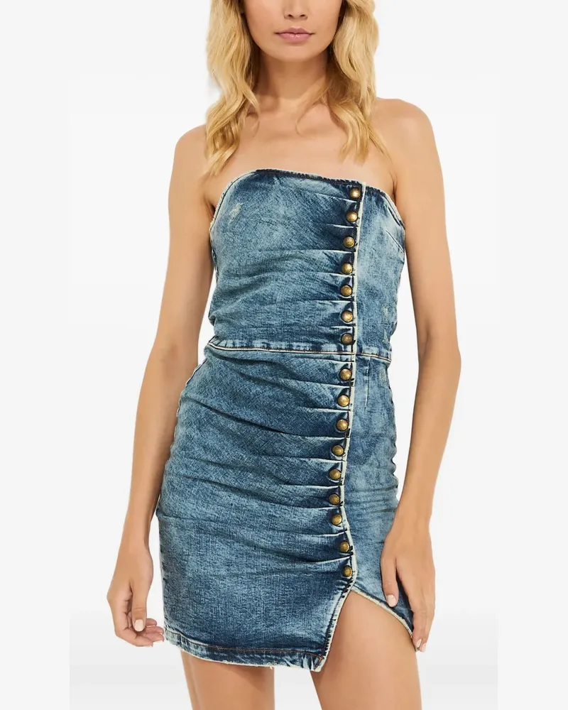 Retrofête button-fastening strapless mini dress - Blau Blau