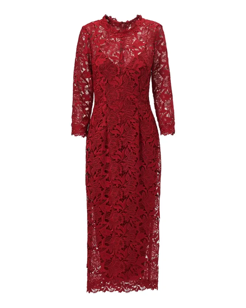 Carolina Herrera New York tulip-embroidered lace midi dress - Rot Rot