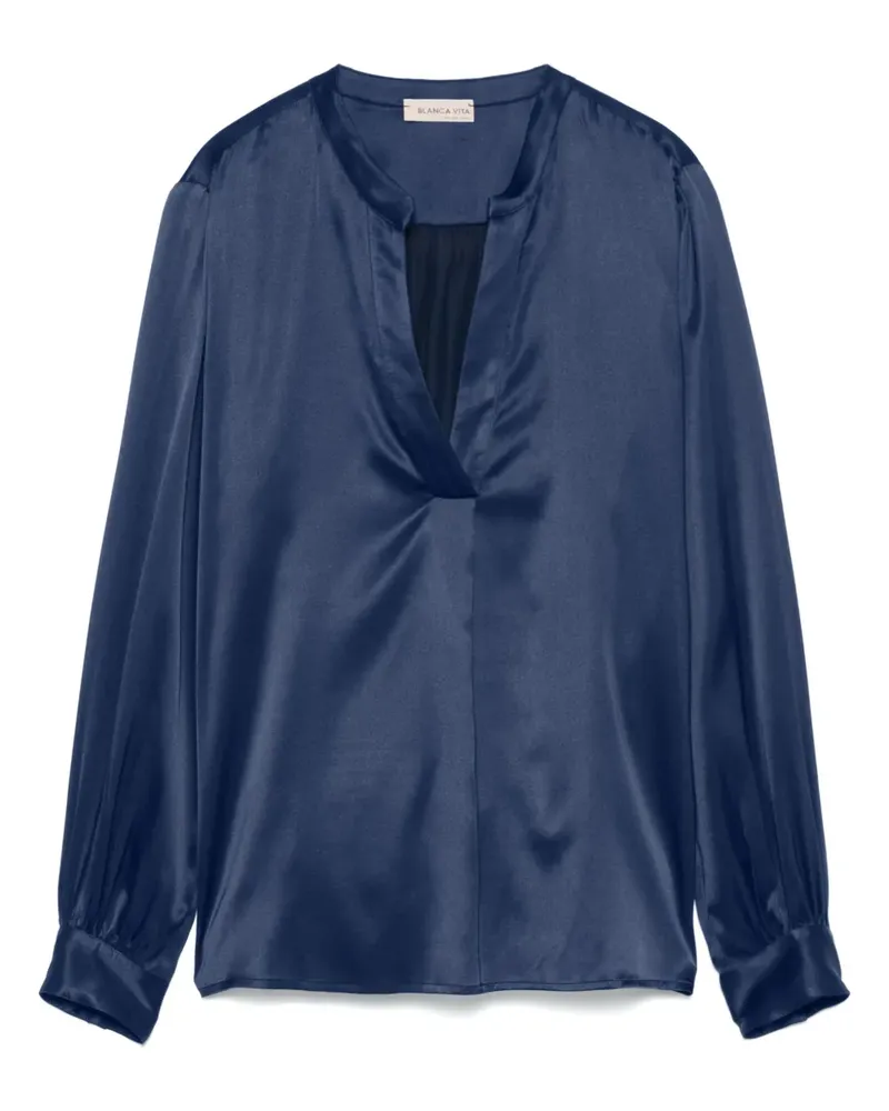 Blanca Bluse aus Satin - Blau Blau