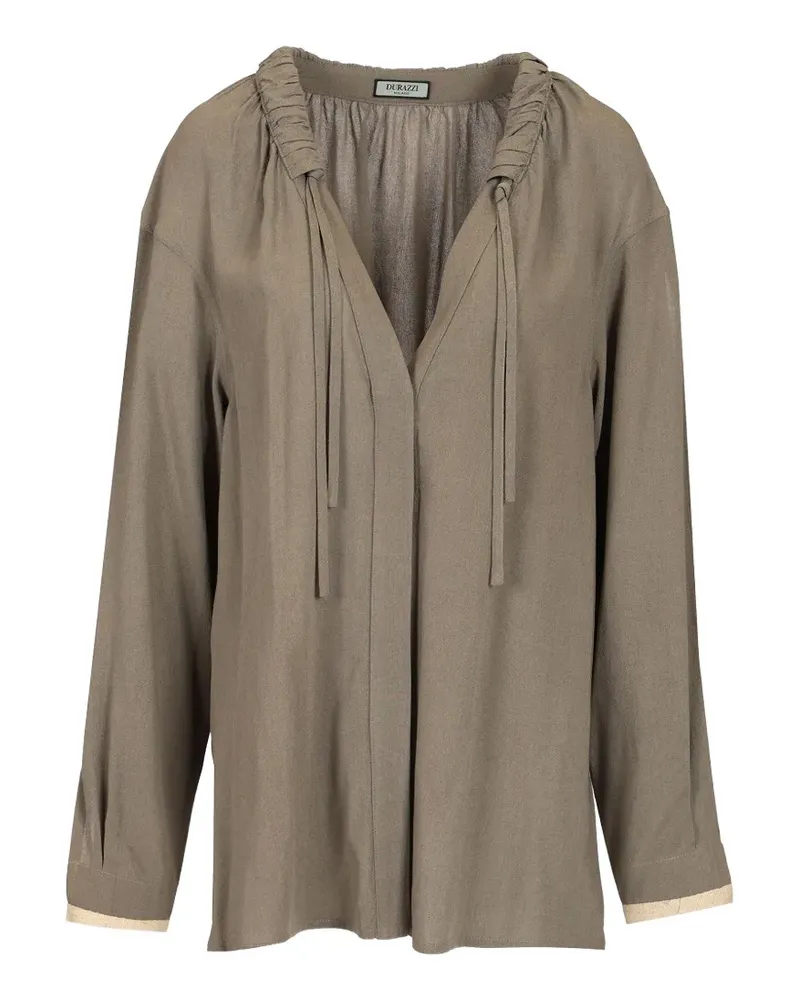 Durazzi Milano gathered-neck tie-fastening tunic - Braun Braun