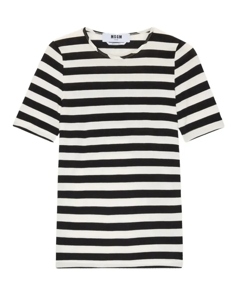 MSGM Gestreiftes T-Shirt - Schwarz Schwarz