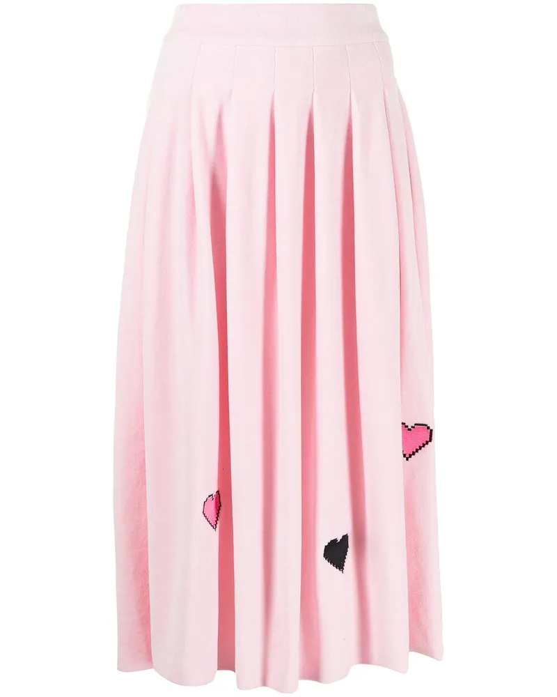 Natasha Zinko Faltenrock mit Herz-Print - Rosa Rosa