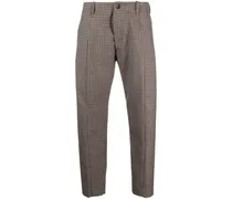 checked wool high-waisted trousers