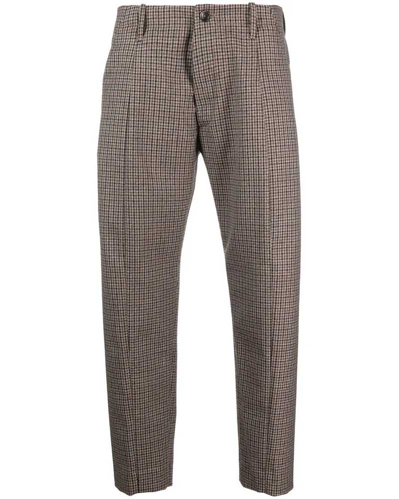 nine:inthe:morning checked wool high-waisted trousers Nude