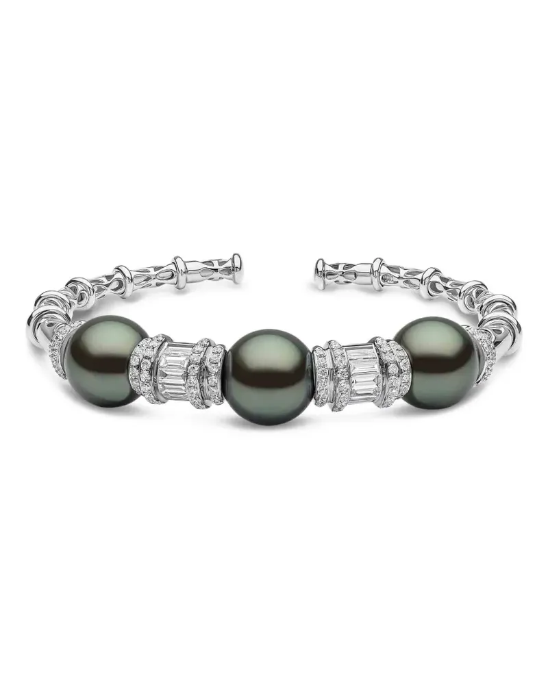 YOKO London diamond pearl bangle - Silber Silber