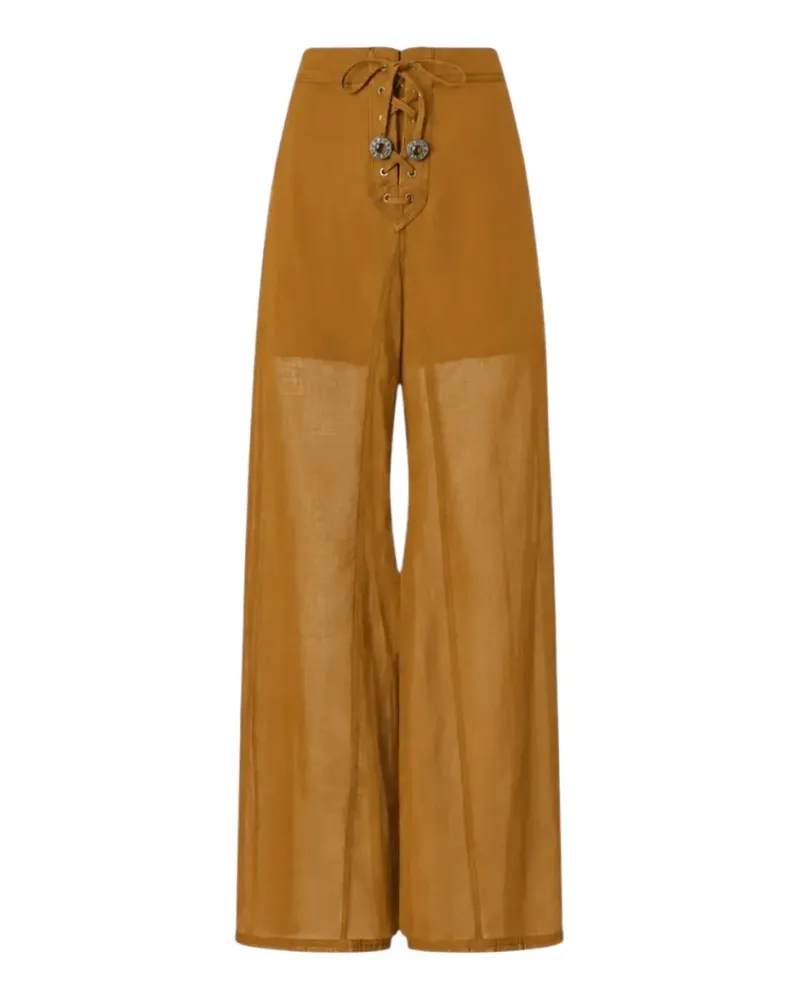 Pinko lace-up gabardine-panel trousers - Braun Braun