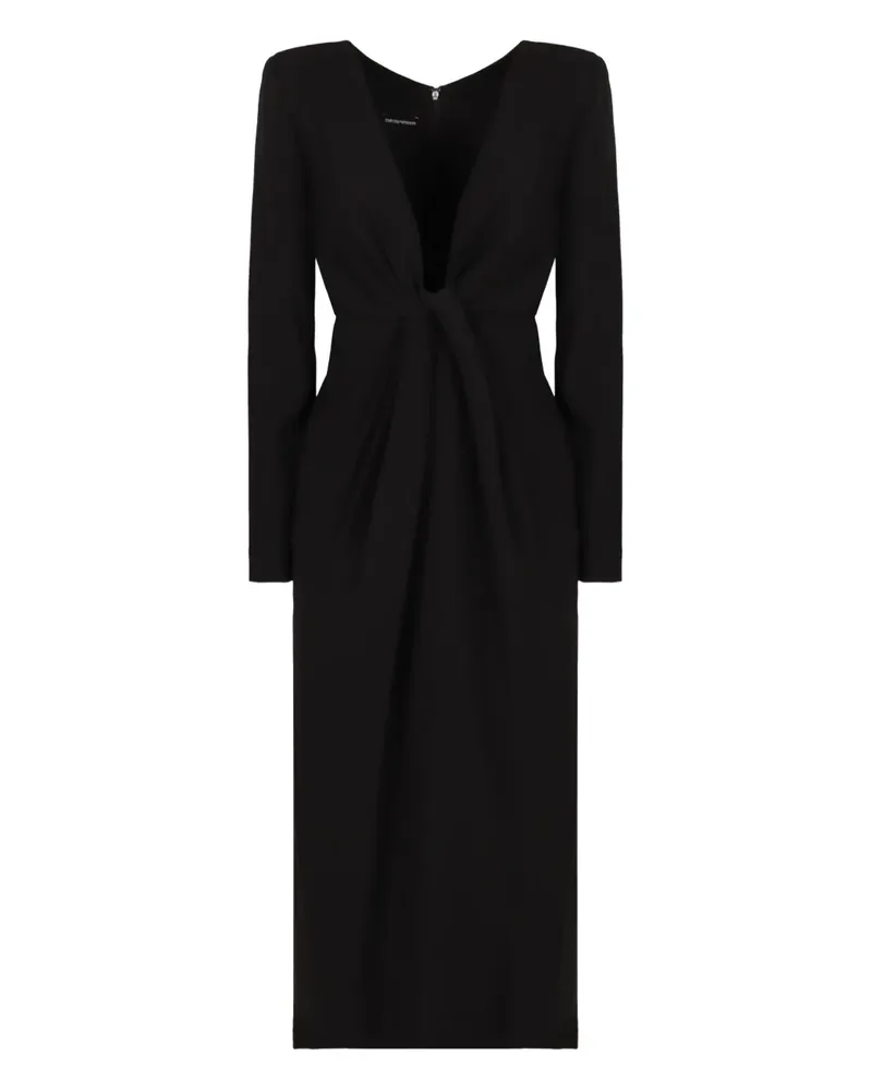 Emporio Armani Midikleid mit Knotendetail - Schwarz Schwarz