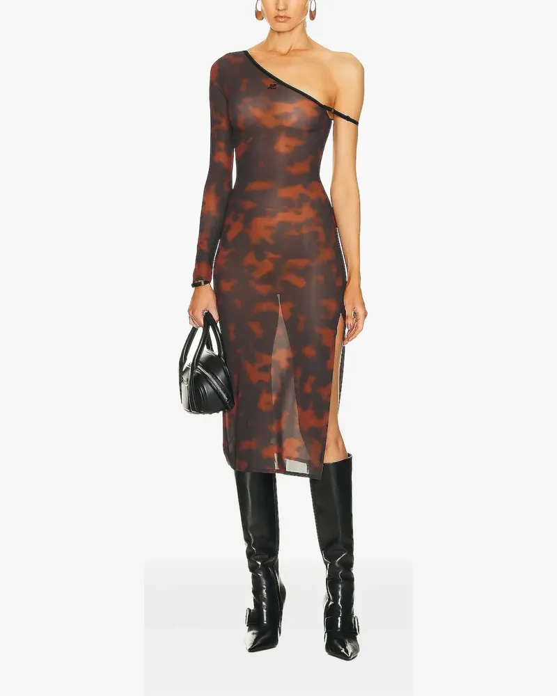 Courrèges Midikleid mit abstraktem Print - Braun Braun