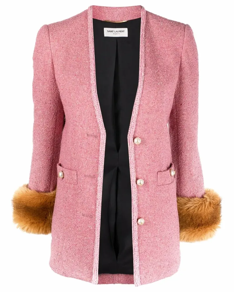Saint Laurent Jacke mit Faux Fur - Rosa Rosa