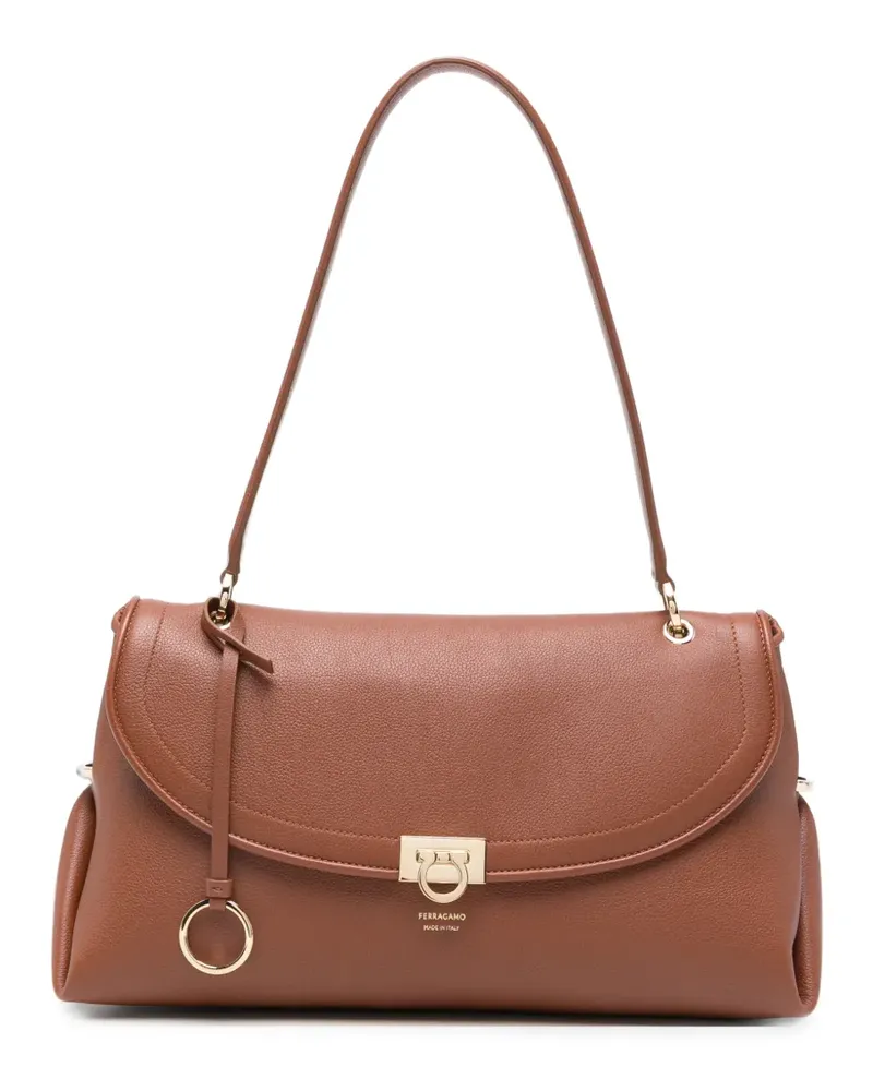 Ferragamo Gekörnte Gancini Tote Bag - Braun Braun