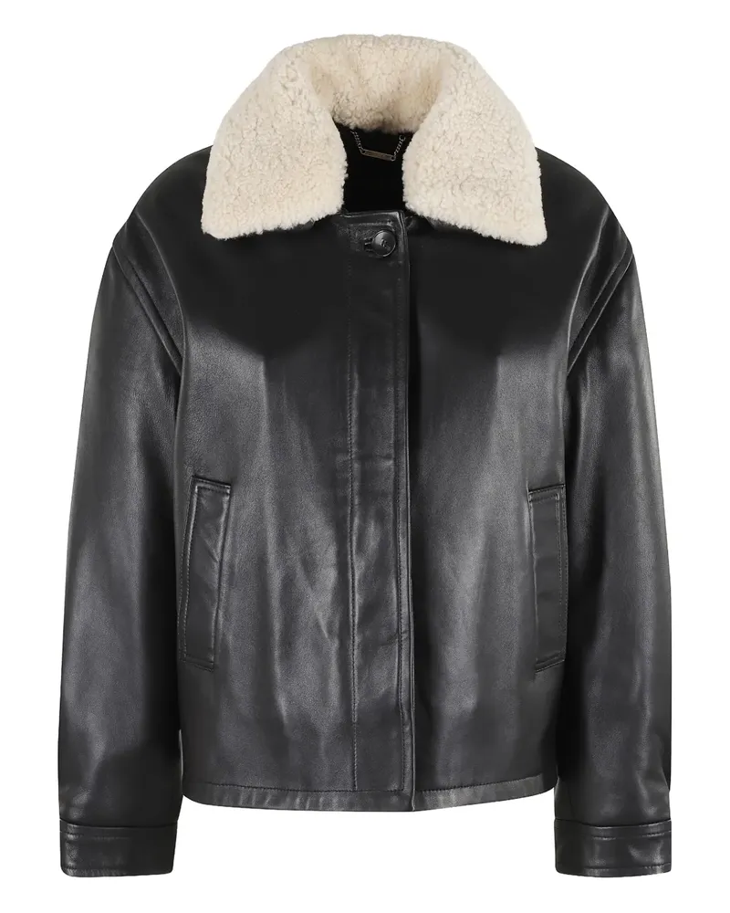 Seventy Lederjacke mit Shearling-Kragen - Schwarz Schwarz