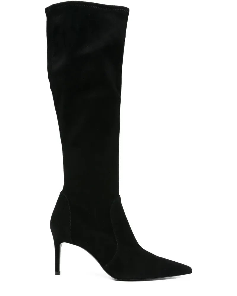 Stuart Weitzman Stiefel in Stretchstrick mit spitzer Kappe 80mm - Schwarz Schwarz