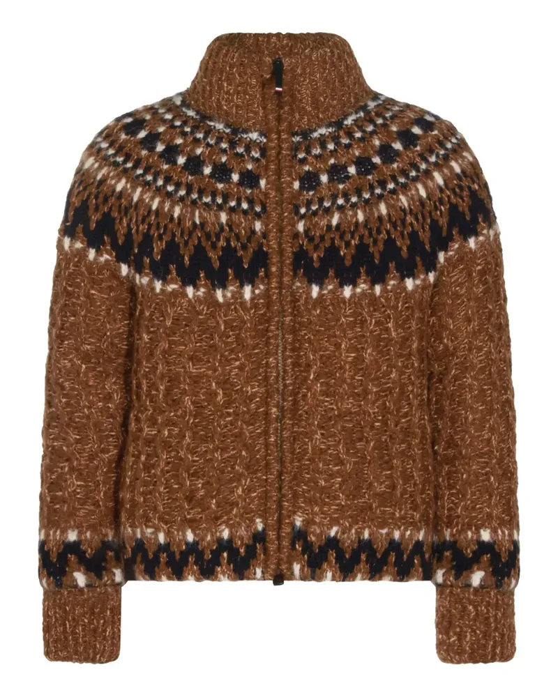 Moncler patterned zip jacket - Braun Braun