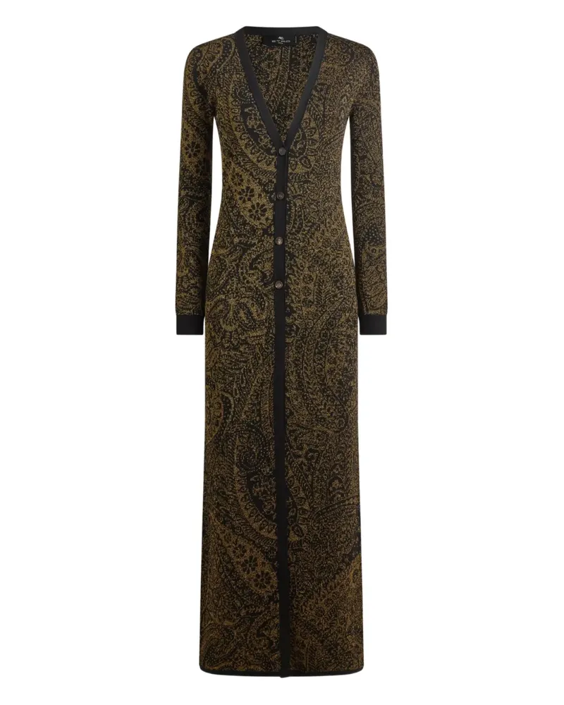 Etro Langer Metallic-Cardigan mit Paisleymuster - Schwarz Schwarz