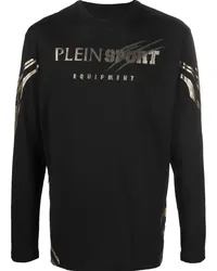 Philipp Plein Langarmshirt mit Tiger-Print Schwarz