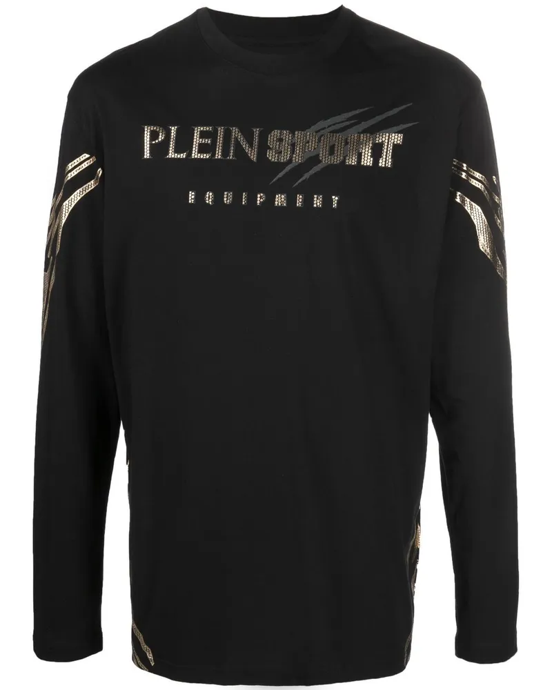 Philipp Plein Langarmshirt mit Tiger-Print Schwarz