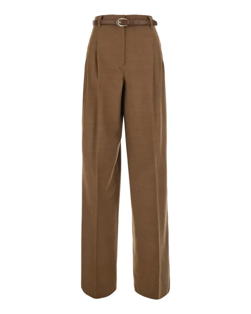 Max Mara Plissierte Hose mit Gürtel - Braun Braun