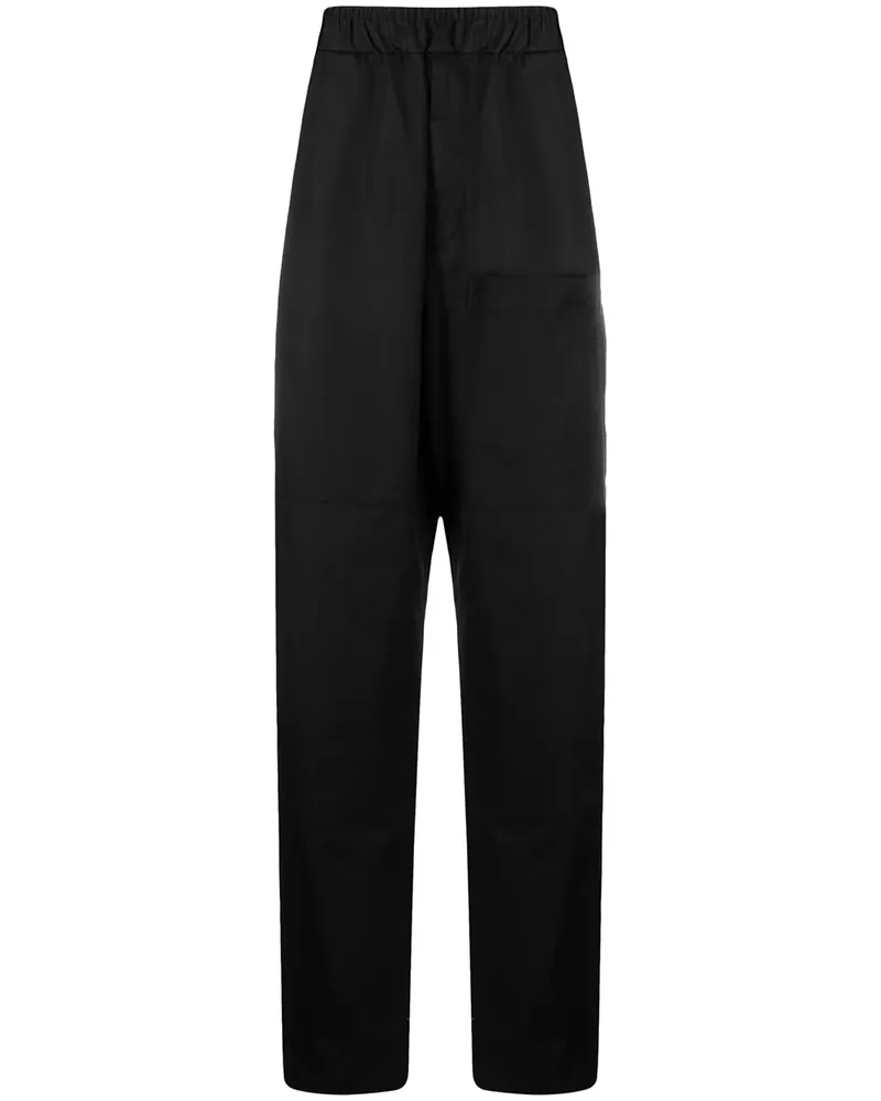 Jil Sander Weite Hose mit Stretchbund - Schwarz Schwarz