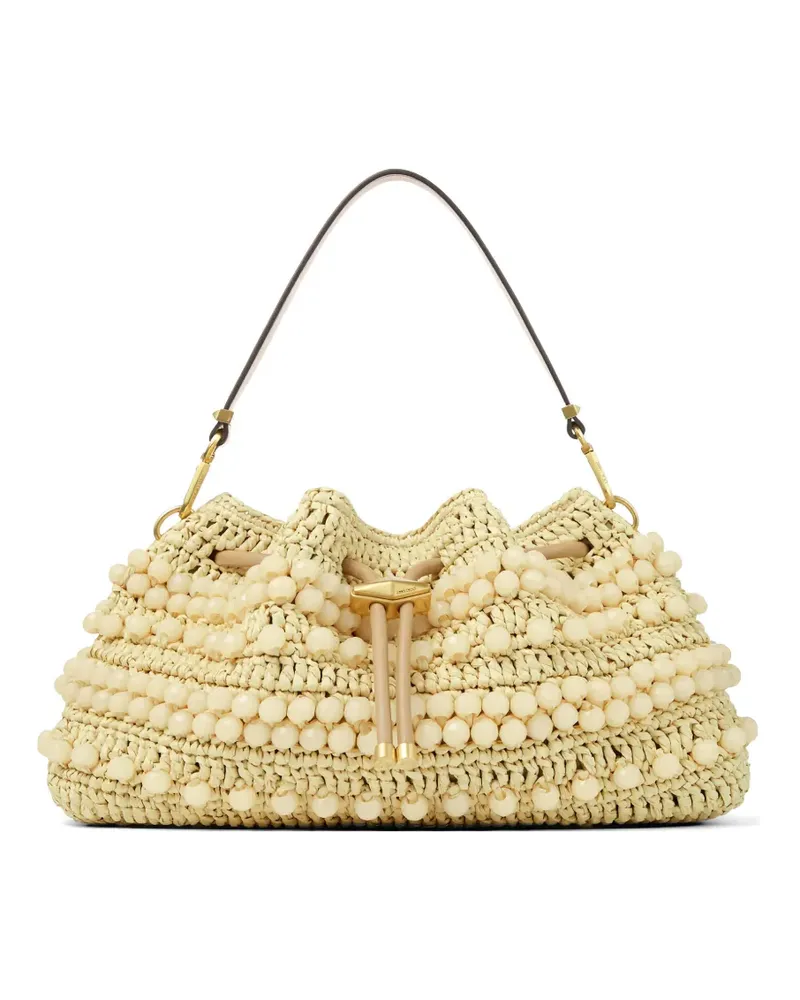 Jimmy Choo Mittelgroße Cinch Beuteltasche mit Perlen - Nude Nude