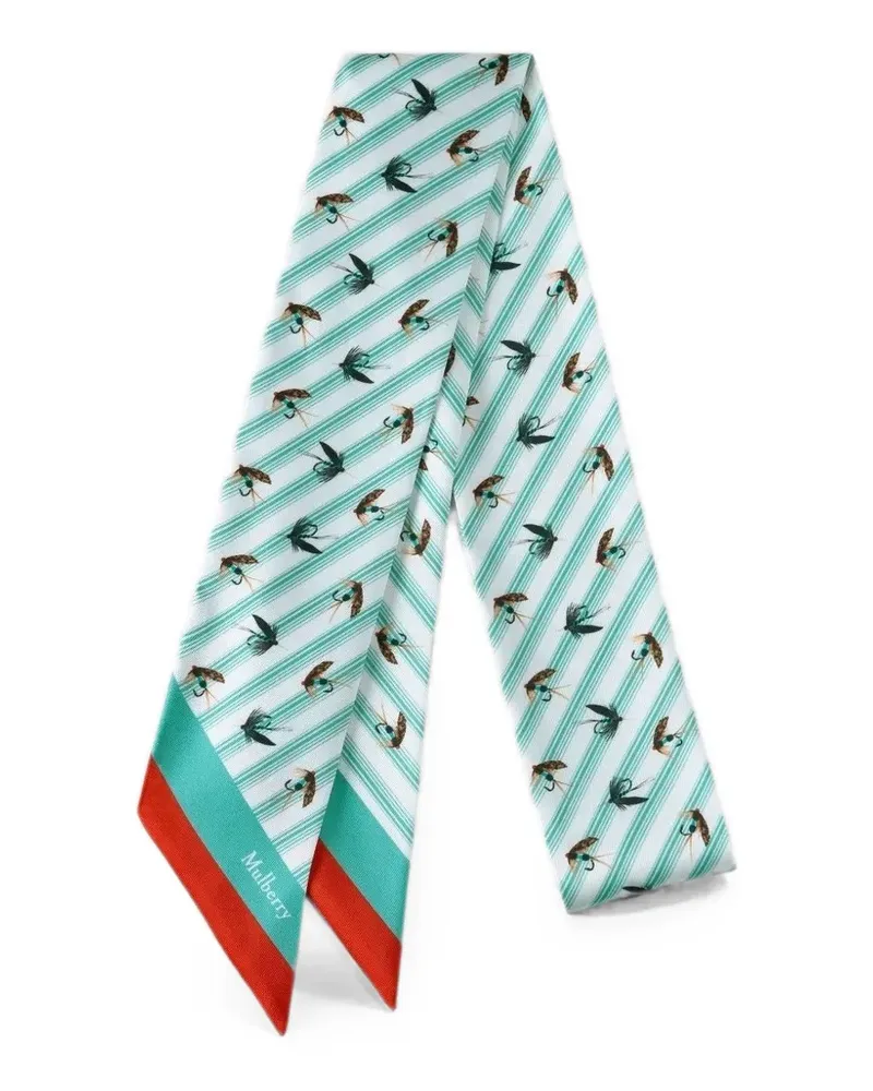 Mulberry feather-lure-print striped scarf - Weiß Weiß