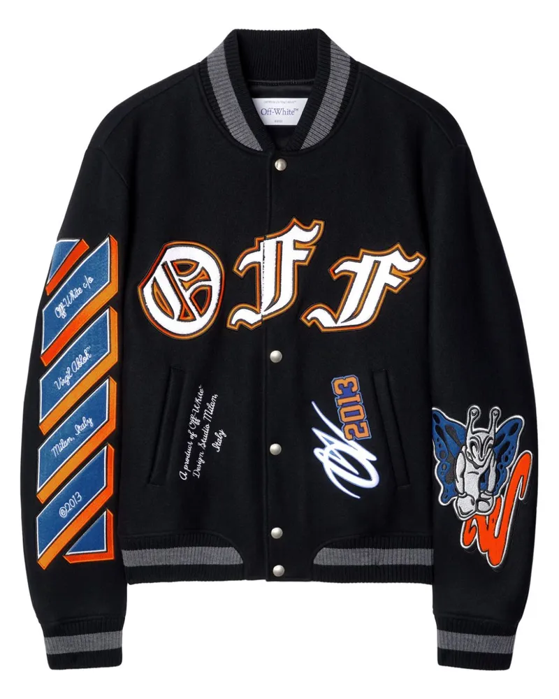 OFF-WHITE Bomberjacke mit Chenille-Logo - Schwarz Schwarz