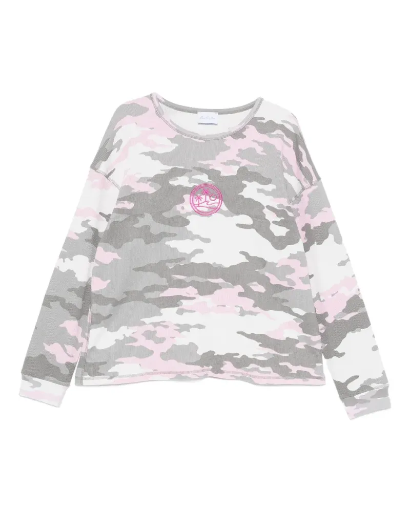 Blue Sky Inn Waffelstrick-T-Shirt mit Camouflage-Print - Rosa Rosa
