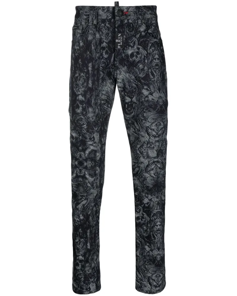 Philipp Plein Halbhohe Tapered-Jeans - Schwarz Schwarz