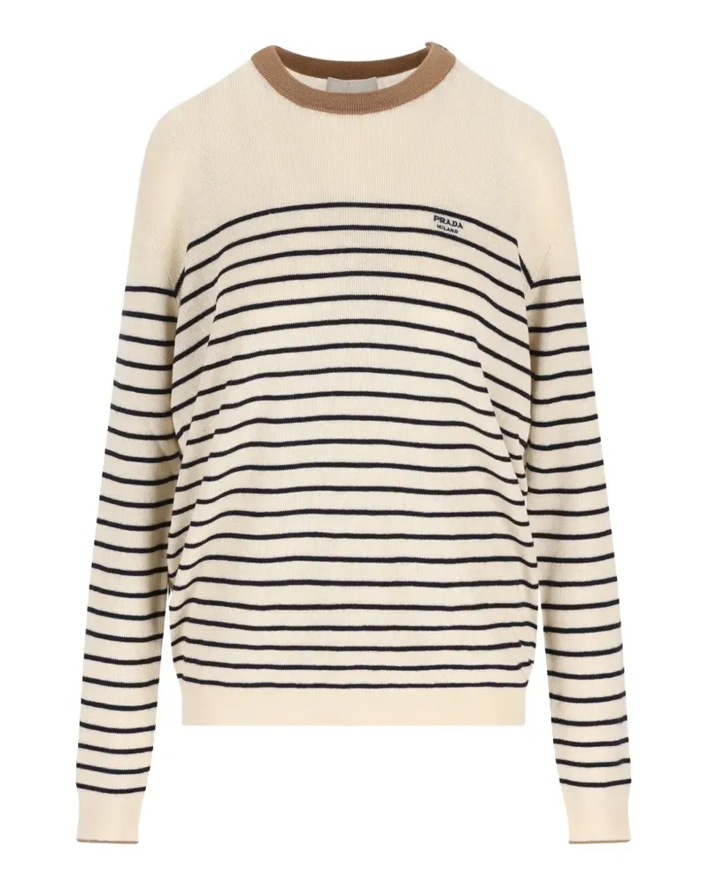Prada striped button-detail sweater - Nude Nude