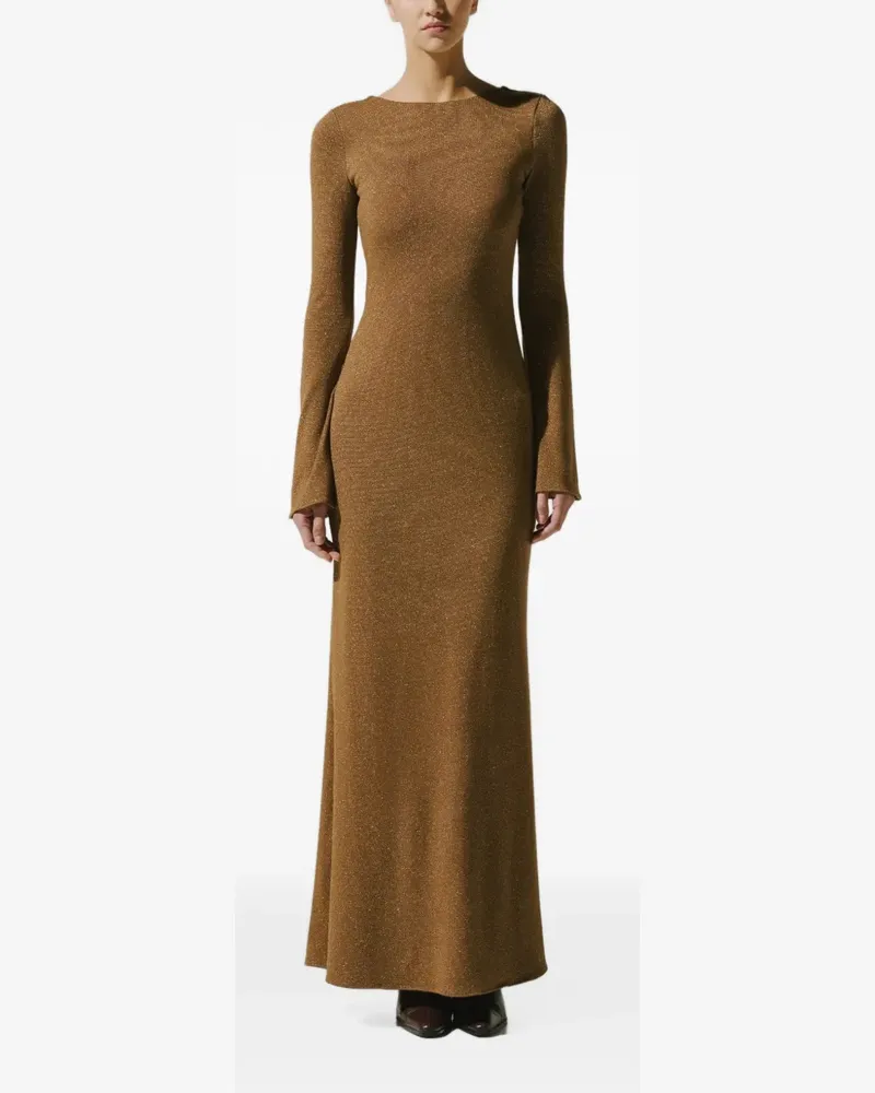 Baobab Collection Rückenfreies Rosa Maxikleid - Braun Braun