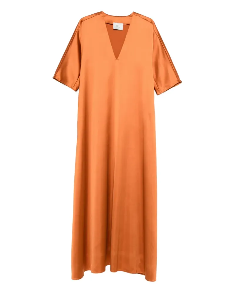 ATU Body Couture Satin-Maxikleid mit V-Ausschnitt - Orange Orange