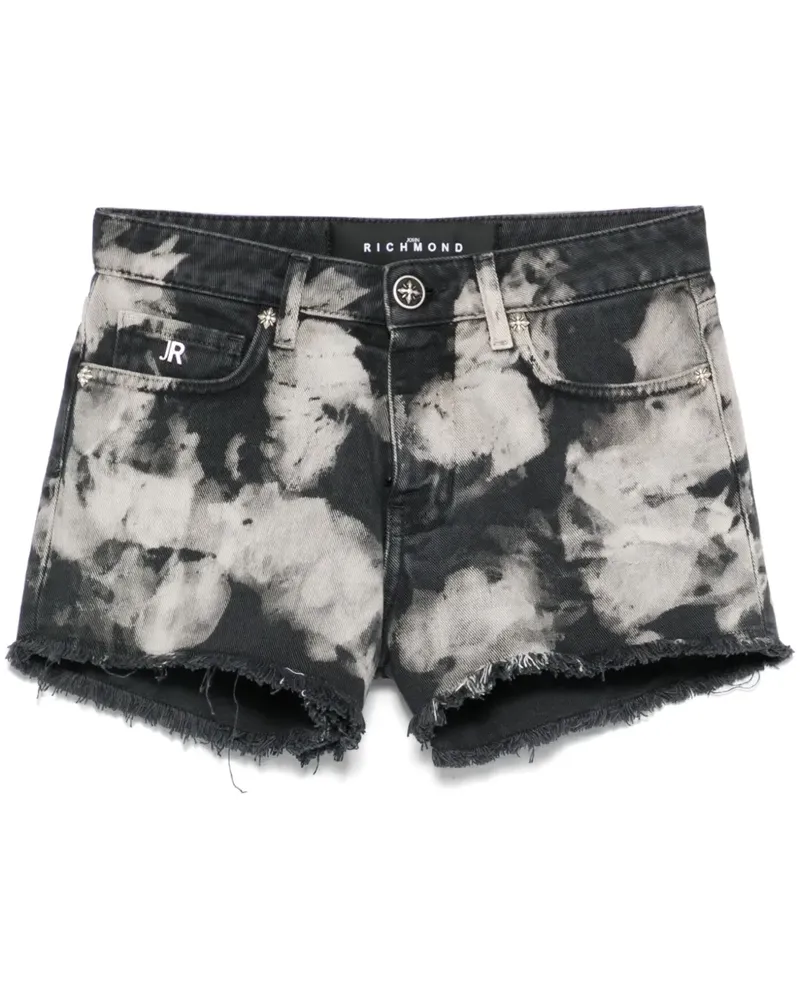 John Richmond Ausgefranste Jeans-Shorts - Schwarz Schwarz