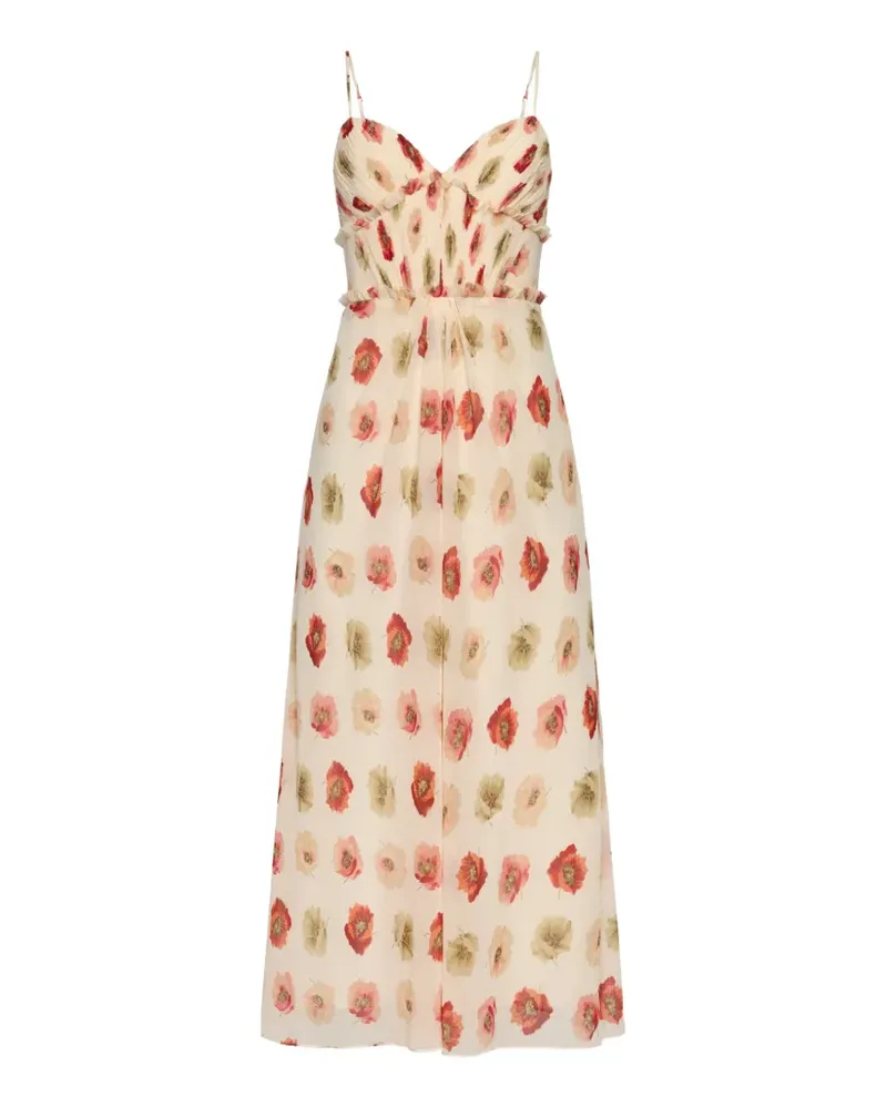 Cinq à Sept floral ruffled dress - Nude Nude