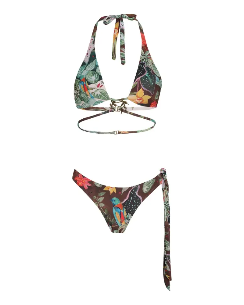 Amir Slama Bikini mit Print - Braun Braun