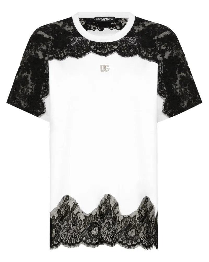 Dolce & Gabbana T-Shirt mit Spitzendetail - Weiß Weiß