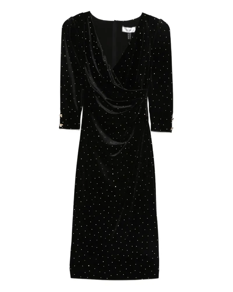 NISSA embellished draped dress - Schwarz Schwarz