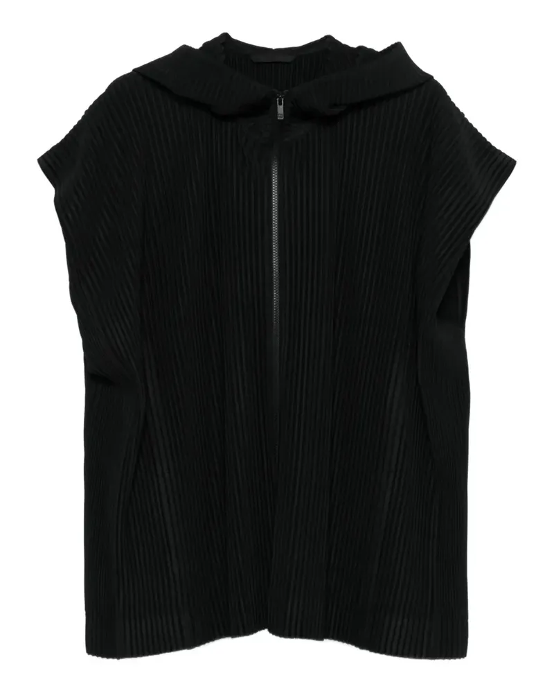 Issey Miyake Kapuzenweste mit Falten - Schwarz Schwarz
