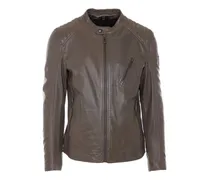 Lederjacke mit Reißverschluss - Braun