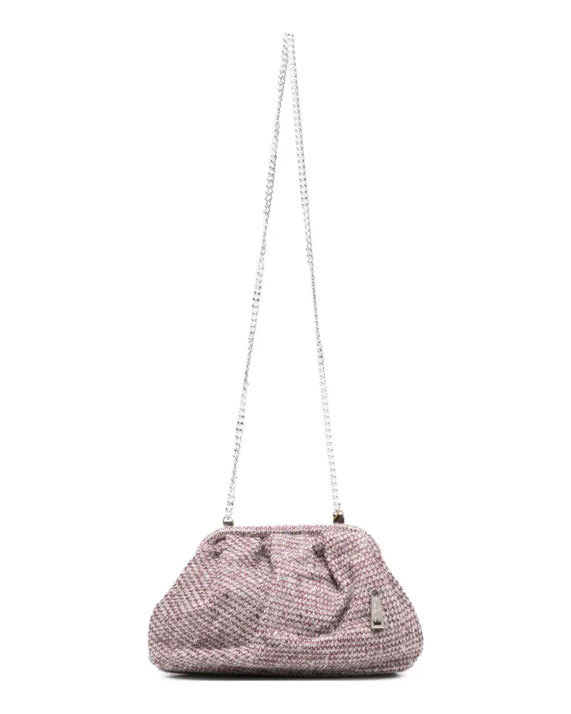 La Milanesa Strick-Clutch mit Pailletten - Rosa Rosa
