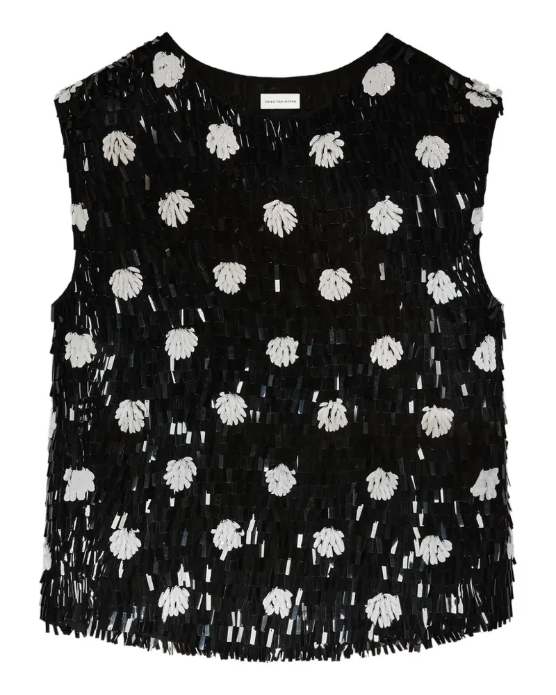 Dries van Noten embroidered polka-dot silk top - Schwarz Schwarz