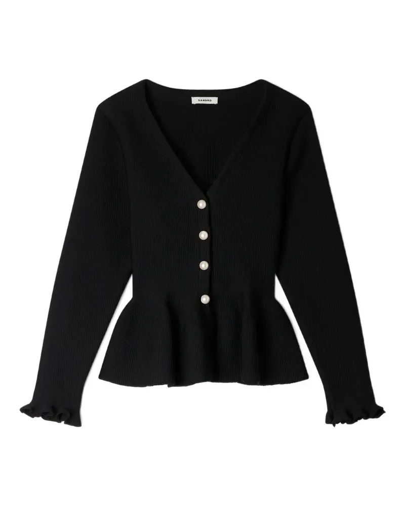 Sandro Cardigan mit Schößchen - Schwarz Schwarz