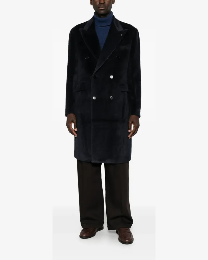 Tagliatore double-breasted peaked-lapel coat - Blau Blau