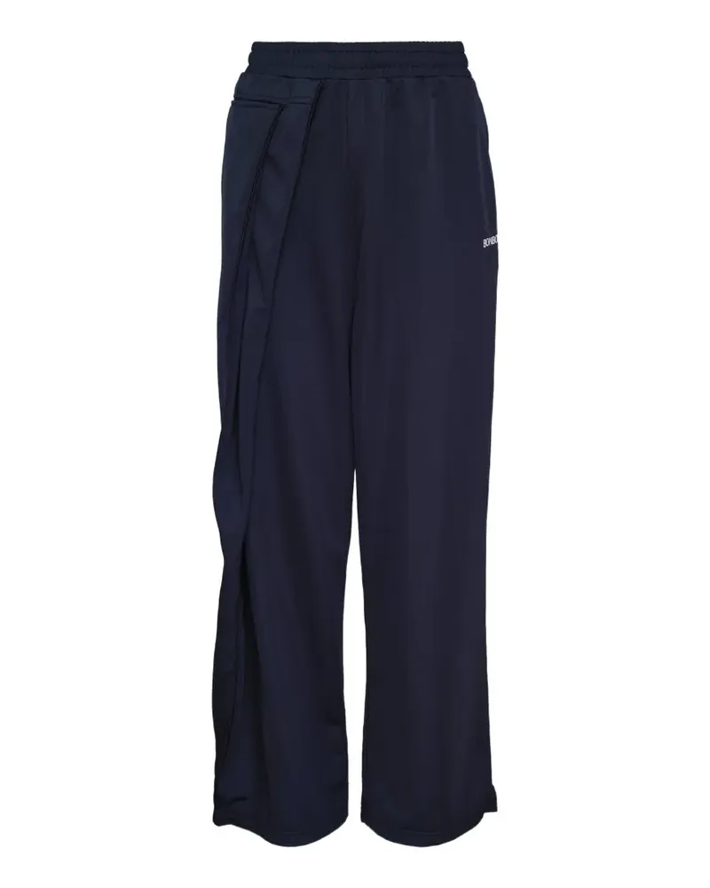 BONBOM logo-print pleated track pants - Blau Blau