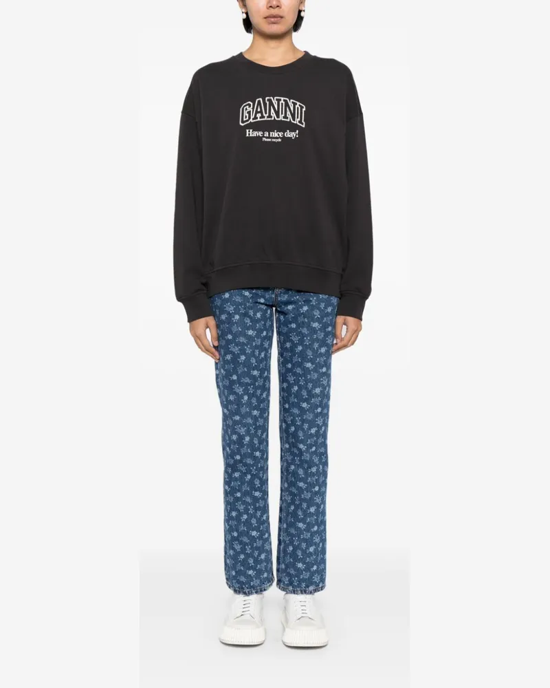 Ganni Sweatshirt aus Bio-Baumwolle mit Logo - Grau Grau
