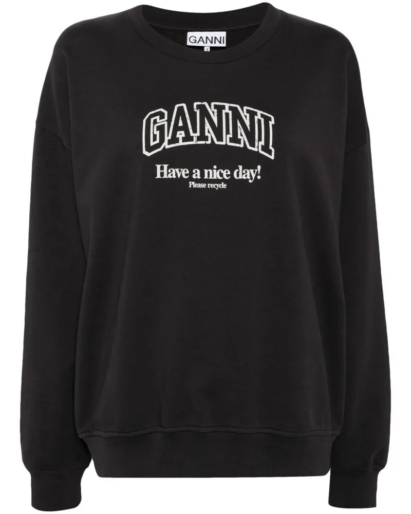 Ganni Sweatshirt aus Bio-Baumwolle mit Logo - Grau Grau