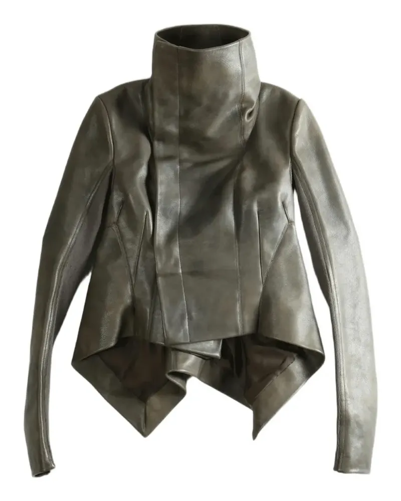 Rick Owens Asymmetrische Lederjacke - Grün Grün