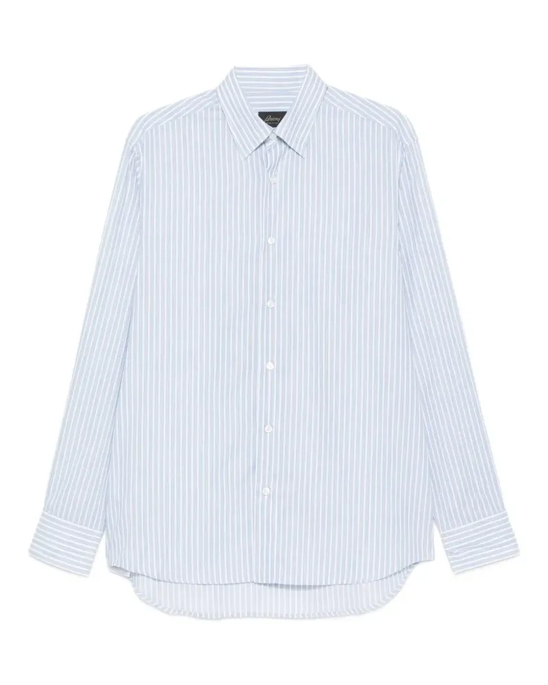 Brioni Gestreiftes Hidden Hemd - Blau Blau