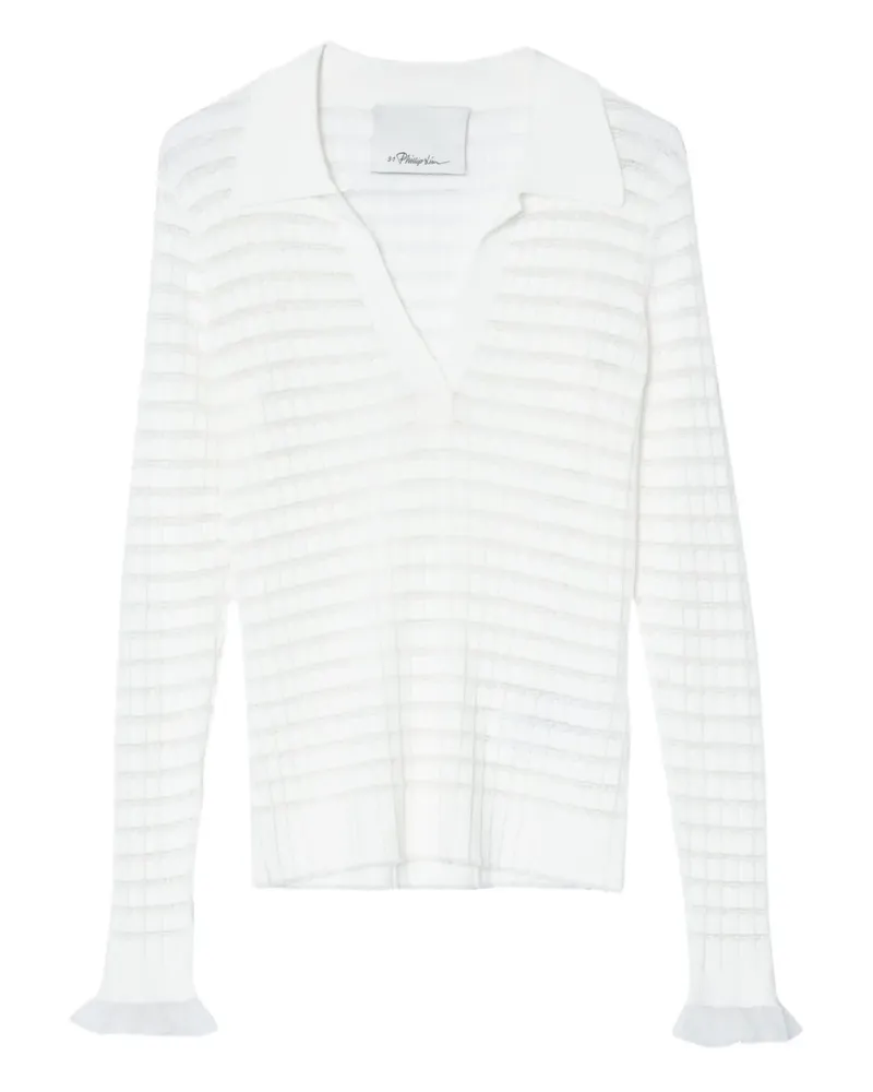 3.1 phillip lim Geripptes Stricktop mit Polokragen - Nude Nude