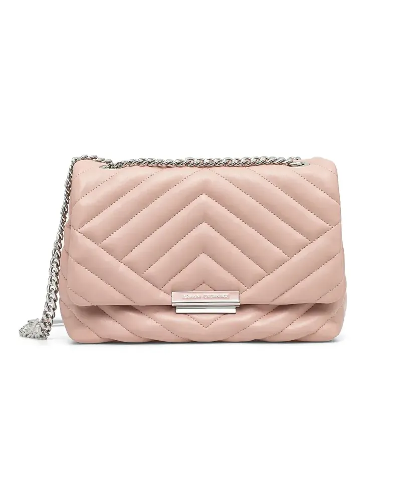 Armani Exchange Gesteppte Schultertasche mit Logo-Schild - Rosa Rosa